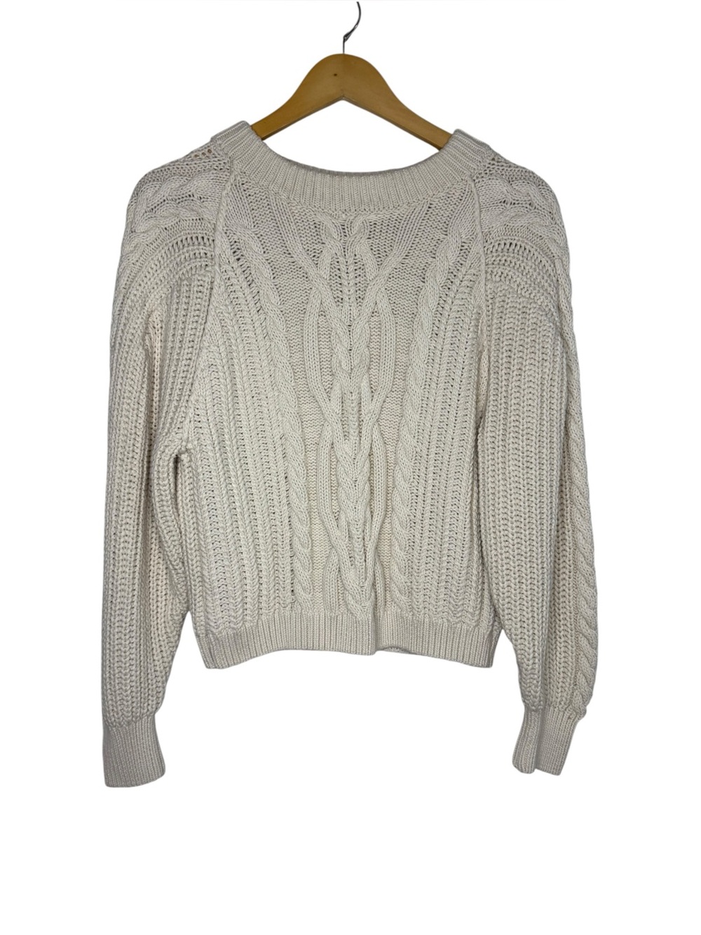 Free People Frankie Cable Cotton Sweater Size Small Cream Chunky Cropped
